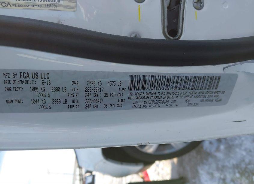 Photo 9 of 2016 Jeep Compass HIGH ALTITUDE EDITION (VIN 1C4NJDEB1GD768108)