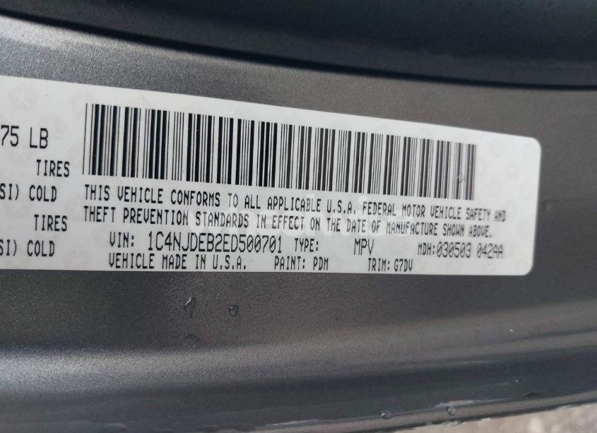 Photo 9 of 2014 Jeep Compass LATITUDE (VIN 1C4NJDEB2ED500701)