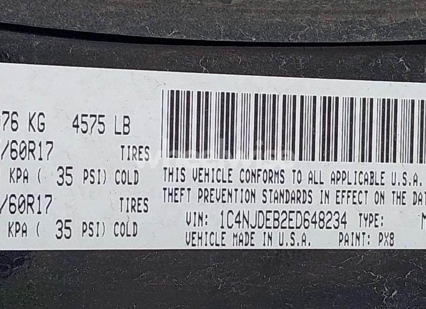 Photo 9 of 2014 Jeep Compass LATITUDE (VIN 1C4NJDEB2ED648234)