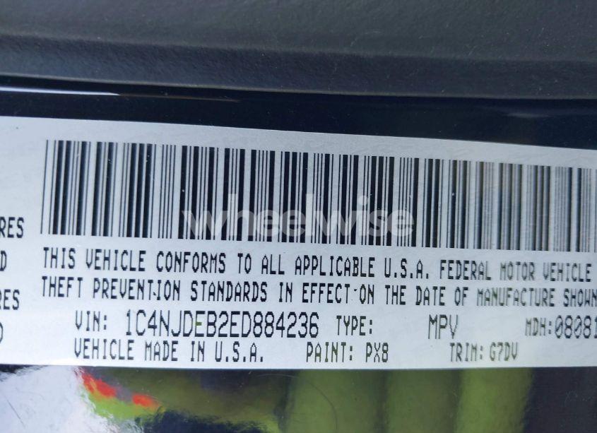 Photo 9 of 2014 Jeep Compass LATITUDE (VIN 1C4NJDEB2ED884236)