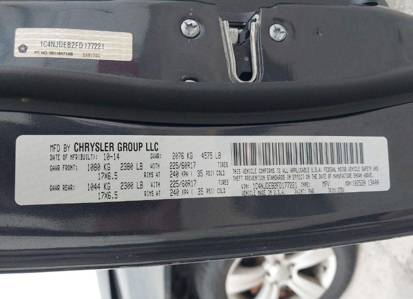 Photo 9 of 2015 Jeep Compass LATITUDE (VIN 1C4NJDEB2FD177221)