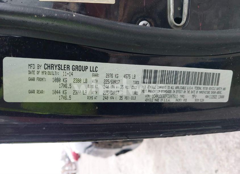 Photo 9 of 2015 Jeep Compass HIGH ALTITUDE EDITION (VIN 1C4NJDEB2FD207611)