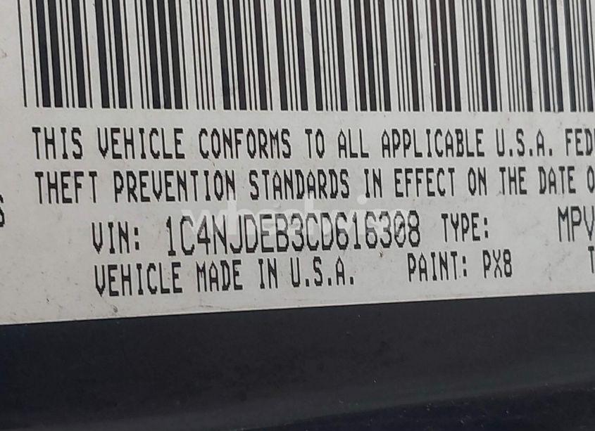 Photo 9 of 2012 Jeep Compass LATITUDE (VIN 1C4NJDEB3CD616308)