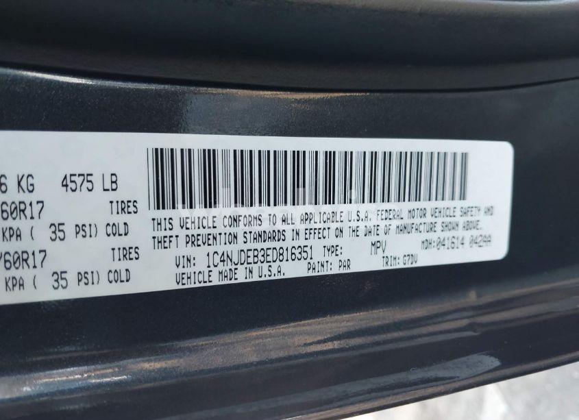 Photo 9 of 2014 Jeep Compass LATITUDE (VIN 1C4NJDEB3ED816351)