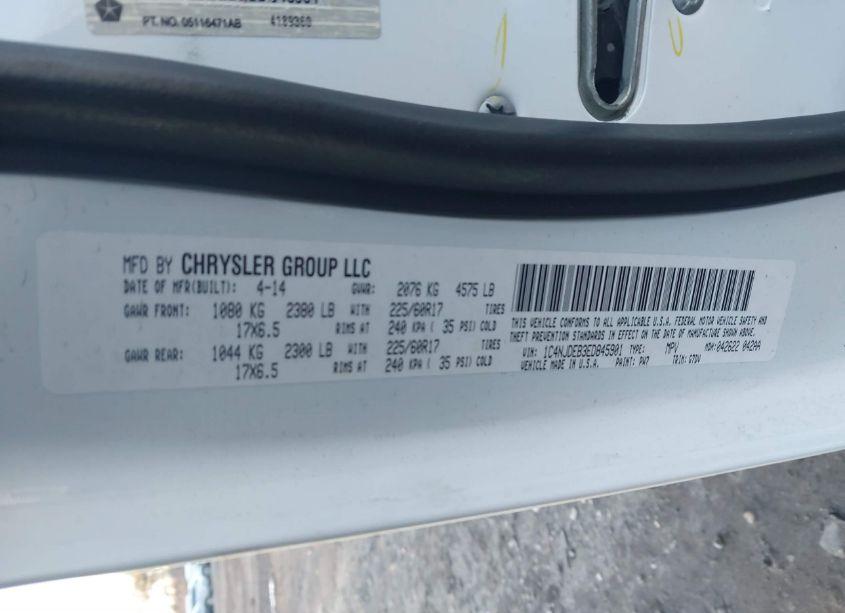 Photo 9 of 2014 Jeep Compass LATITUDE (VIN 1C4NJDEB3ED845901)