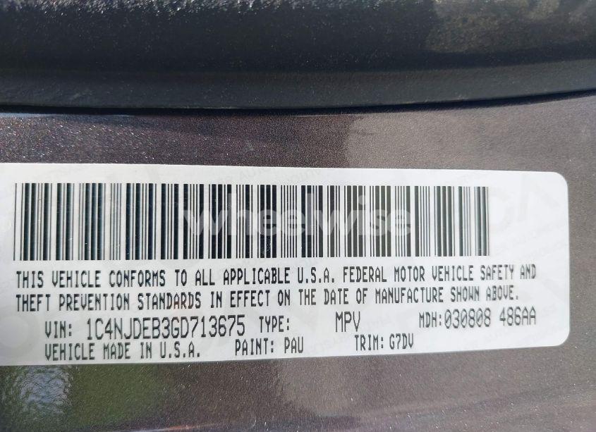 Photo 9 of 2016 Jeep Compass LATITUDE (VIN 1C4NJDEB3GD713675)