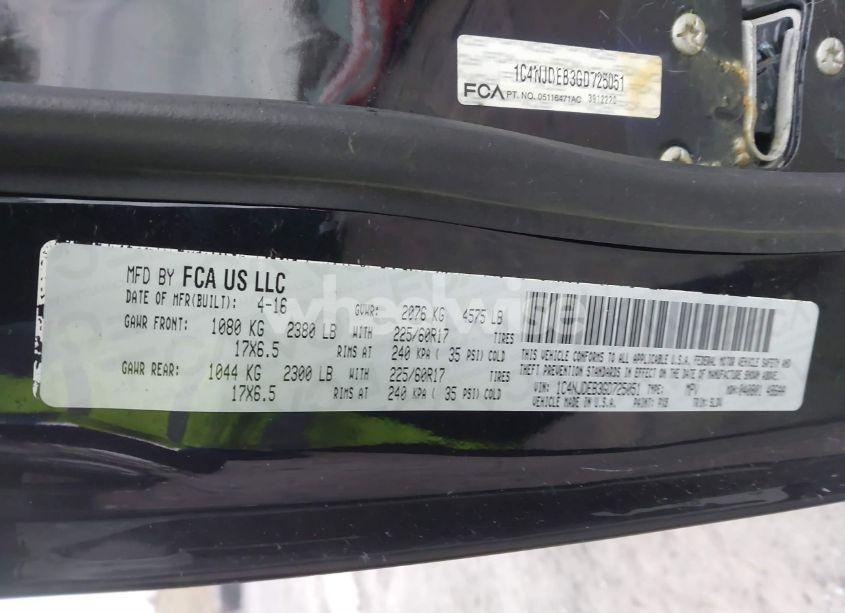 Photo 7 of 2016 Jeep Compass HIGH ALTITUDE EDITION (VIN 1C4NJDEB3GD725051)