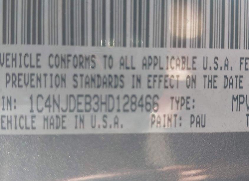 Photo 9 of 2017 Jeep Compass HIGH ALTITUDE 4X4 (VIN 1C4NJDEB3HD128466)