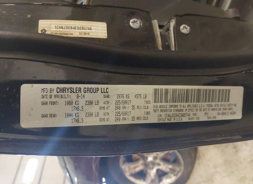 Photo 9 of 2014 Jeep Compass LATITUDE (VIN 1C4NJDEB4ED885744)