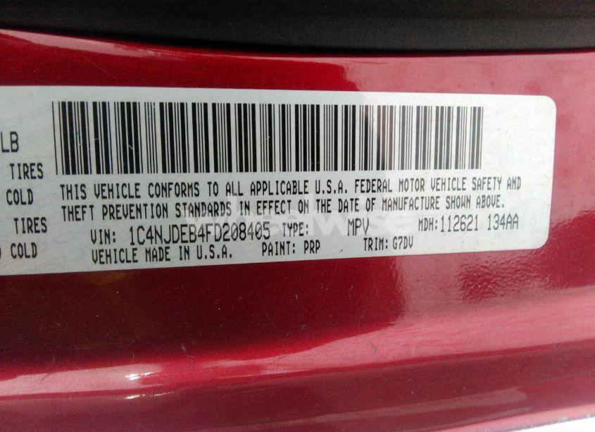 Photo 9 of 2015 Jeep Compass LATITUDE (VIN 1C4NJDEB4FD208405)