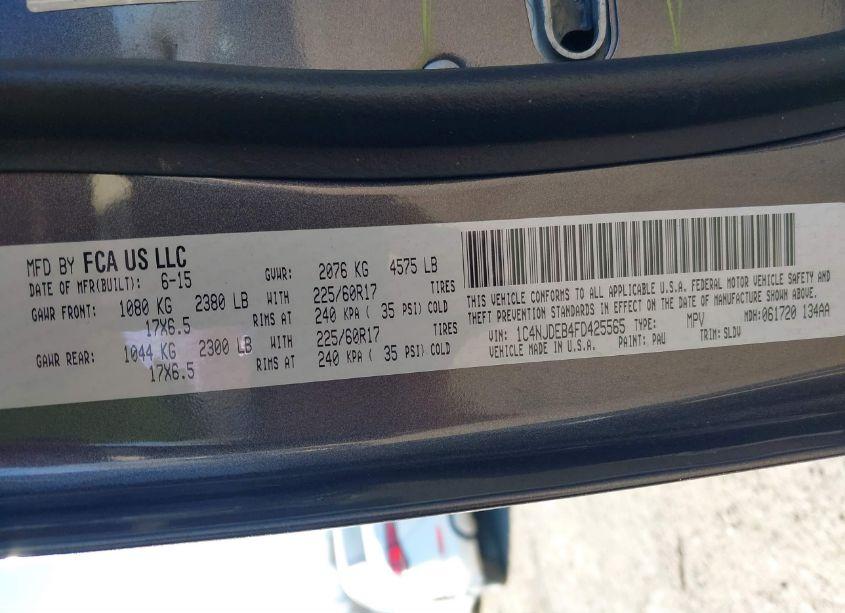 Photo 9 of 2015 Jeep Compass HIGH ALTITUDE EDITION (VIN 1C4NJDEB4FD425565)