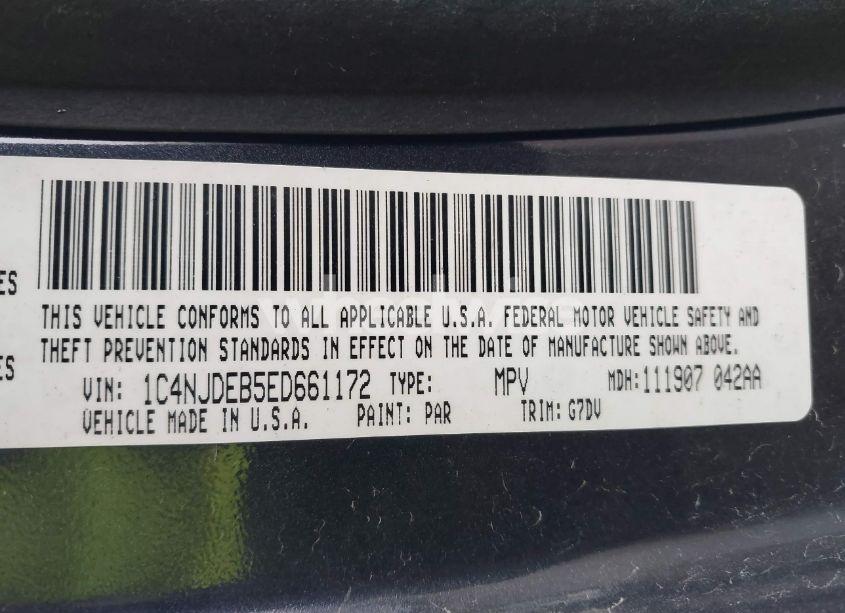 Photo 9 of 2014 Jeep Compass LATITUDE (VIN 1C4NJDEB5ED661172)