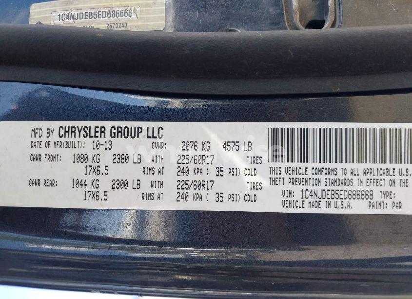 Photo 9 of 2014 Jeep Compass LATITUDE (VIN 1C4NJDEB5ED686668)