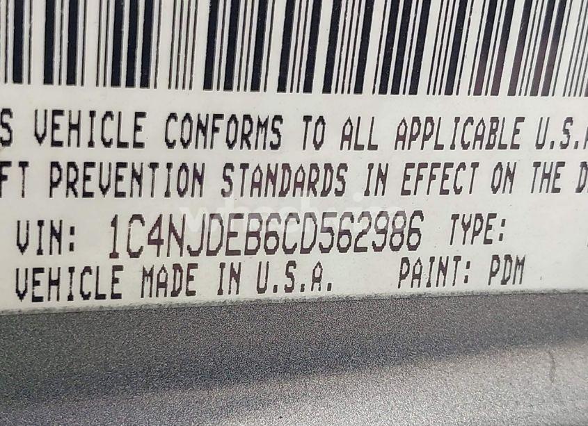 Photo 9 of 2012 Jeep Compass LATITUDE (VIN 1C4NJDEB6CD562986)