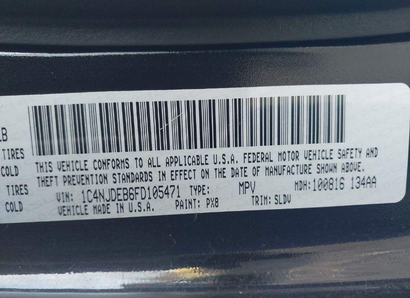Photo 9 of 2015 Jeep Compass HIGH ALTITUDE EDITION (VIN 1C4NJDEB6FD105471)