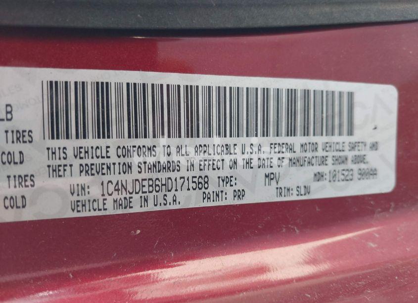 Photo 9 of 2017 Jeep Compass HIGH ALTITUDE 4X4 (VIN 1C4NJDEB6HD171568)