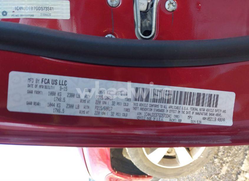 Photo 9 of 2016 Jeep Compass HIGH ALTITUDE EDITION (VIN 1C4NJDEB7GD573341)