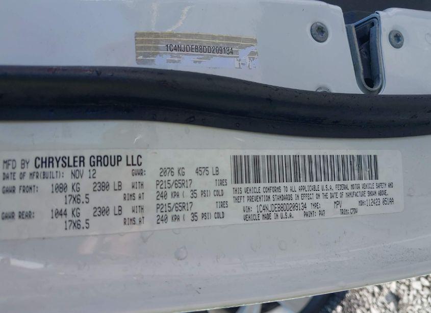 Photo 9 of 2013 Jeep Compass LATITUDE (VIN 1C4NJDEB8DD209134)