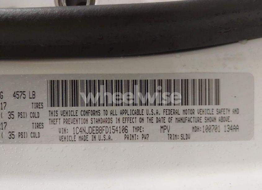 Photo 9 of 2015 Jeep Compass HIGH ALTITUDE EDITION (VIN 1C4NJDEB8FD154106)