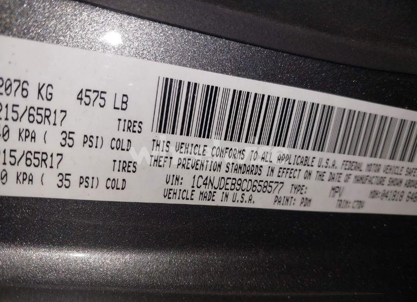 Photo 9 of 2012 Jeep Compass LATITUDE (VIN 1C4NJDEB9CD658577)