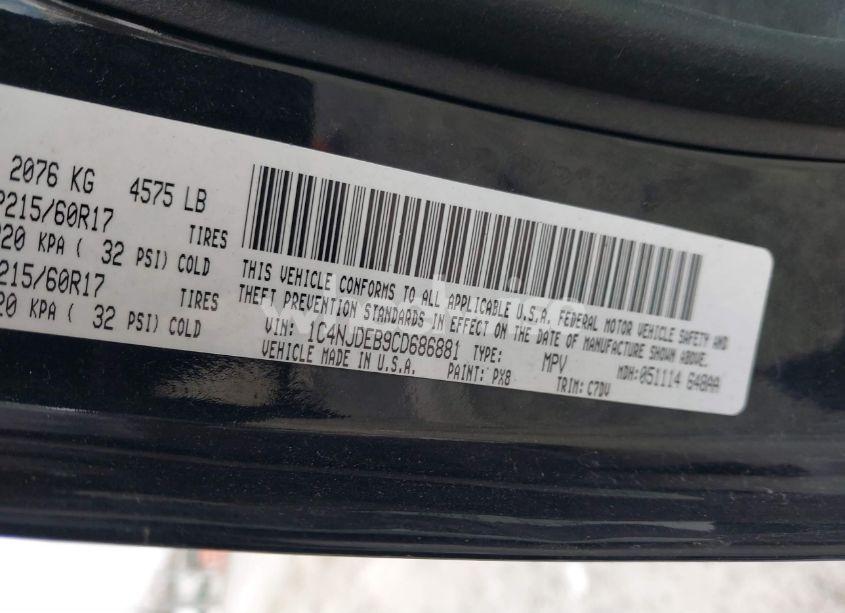 Photo 9 of 2012 Jeep Compass LATITUDE (VIN 1C4NJDEB9CD686881)