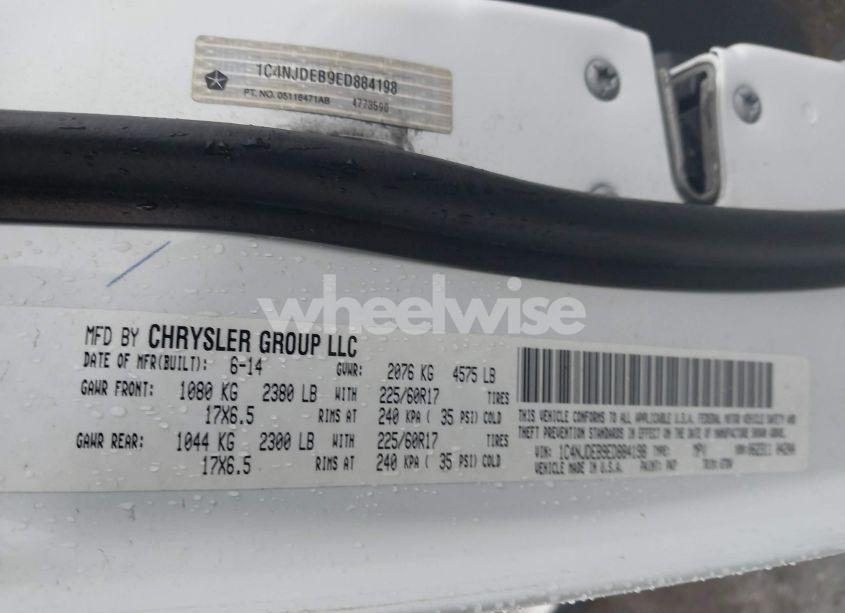 Photo 9 of 2014 Jeep Compass LATITUDE (VIN 1C4NJDEB9ED884198)