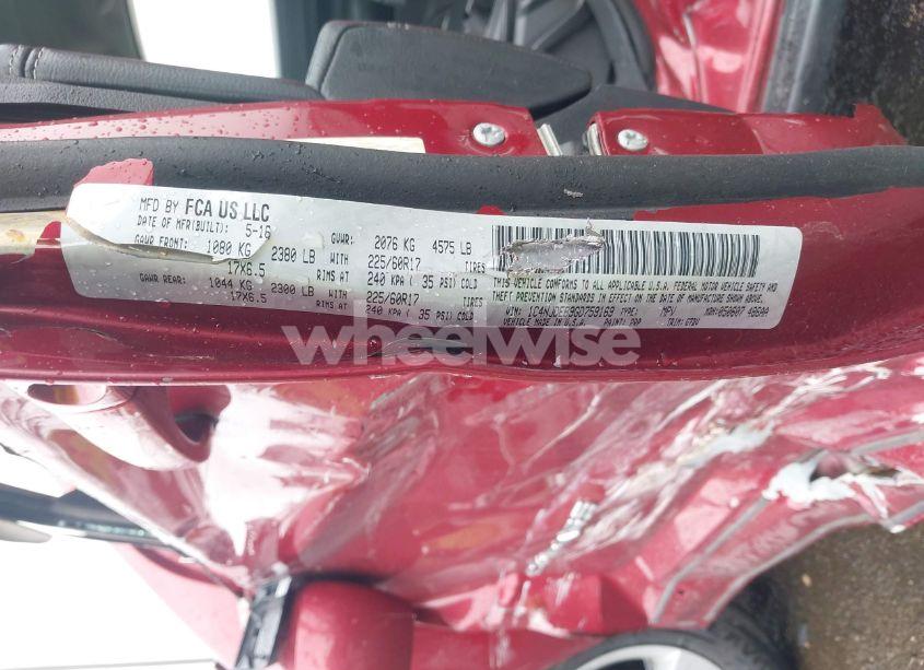 Photo 9 of 2016 Jeep Compass LATITUDE (VIN 1C4NJDEB9GD759169)