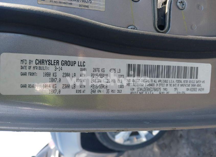 Photo 9 of 2014 Jeep Compass LATITUDE (VIN 1C4NJDEBXED760375)