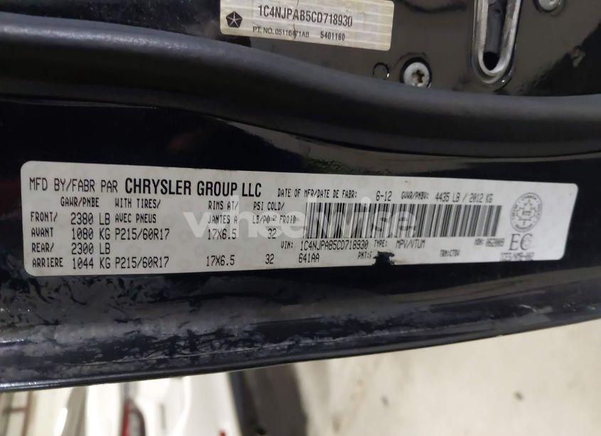 Photo 9 of 2012 Jeep Patriot SPORT/NORTH (VIN 1C4NJPAB5CD718930)