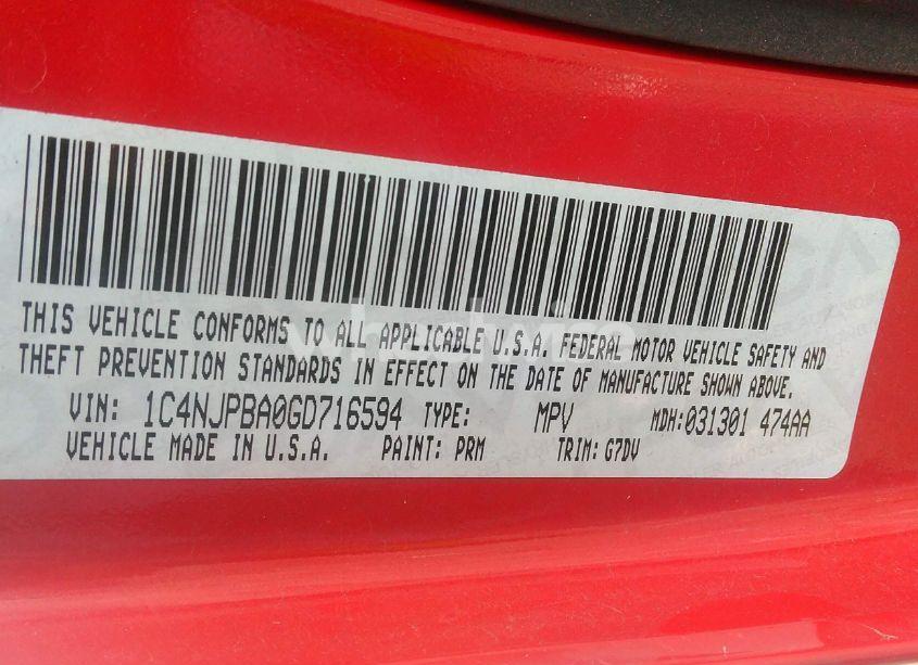 Photo 9 of 2016 Jeep Patriot SPORT SE (VIN 1C4NJPBA0GD716594)