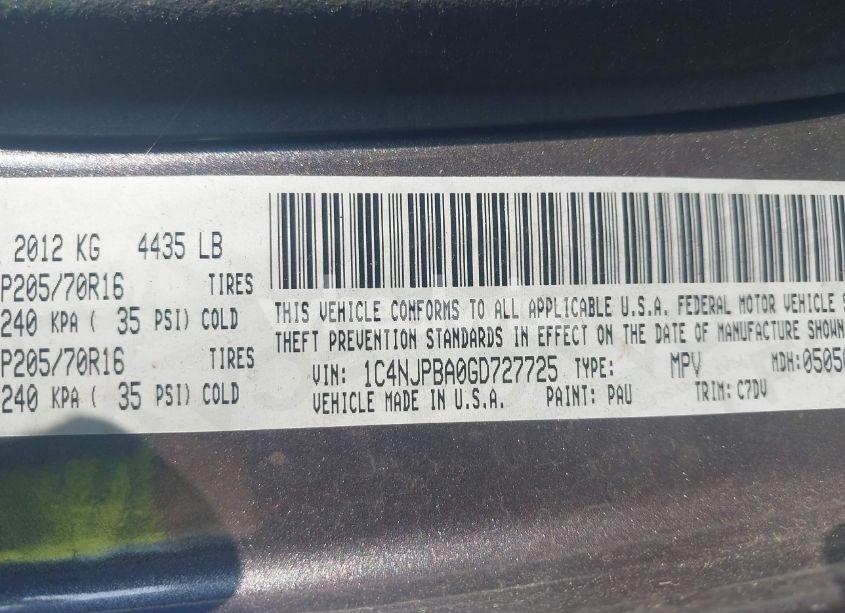 Photo 9 of 2016 Jeep Patriot SPORT (VIN 1C4NJPBA0GD727725)