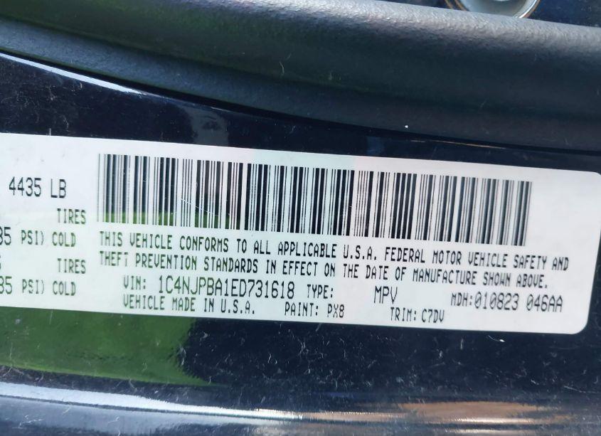 Photo 9 of 2014 Jeep Patriot SPORT (VIN 1C4NJPBA1ED731618)