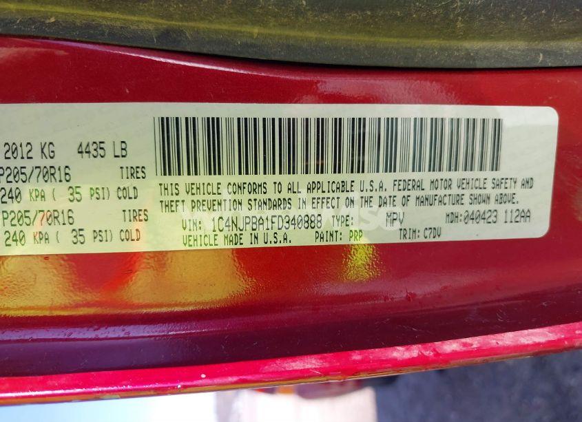 Photo 9 of 2015 Jeep Patriot SPORT (VIN 1C4NJPBA1FD340888)