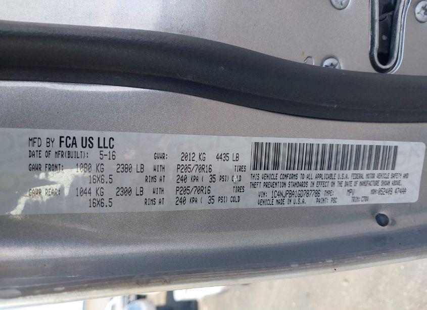 Photo 9 of 2016 Jeep Patriot SPORT (VIN 1C4NJPBA1GD787786)