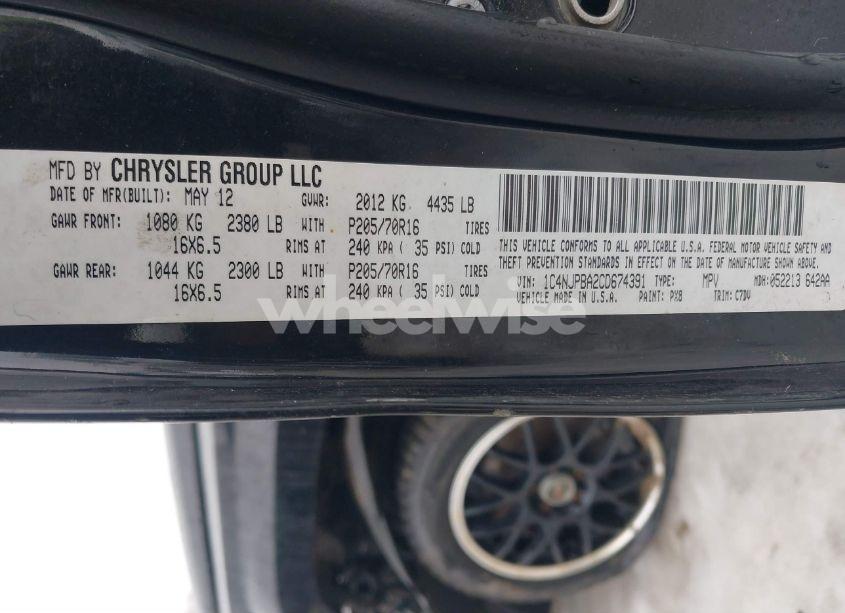 Photo 9 of 2012 Jeep Patriot SPORT (VIN 1C4NJPBA2CD674391)