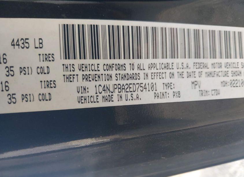 Photo 9 of 2014 Jeep Patriot SPORT (VIN 1C4NJPBA2ED754101)