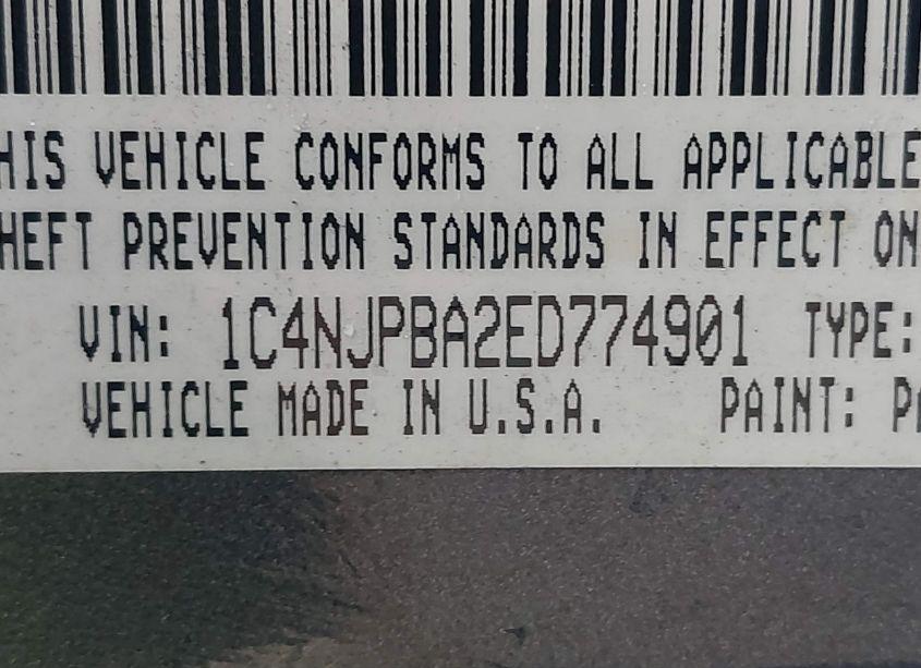 Photo 9 of 2014 Jeep Patriot SPORT (VIN 1C4NJPBA2ED774901)