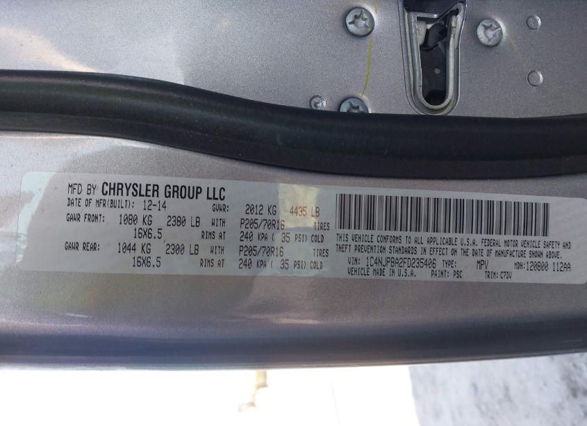 Photo 9 of 2015 Jeep Patriot SPORT (VIN 1C4NJPBA2FD235406)