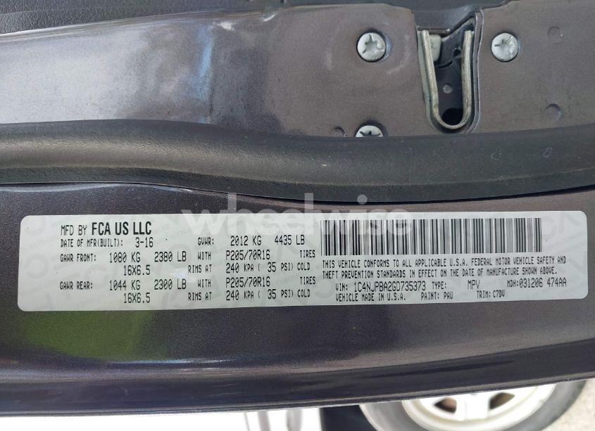 Photo 9 of 2016 Jeep Patriot SPORT (VIN 1C4NJPBA2GD735373)