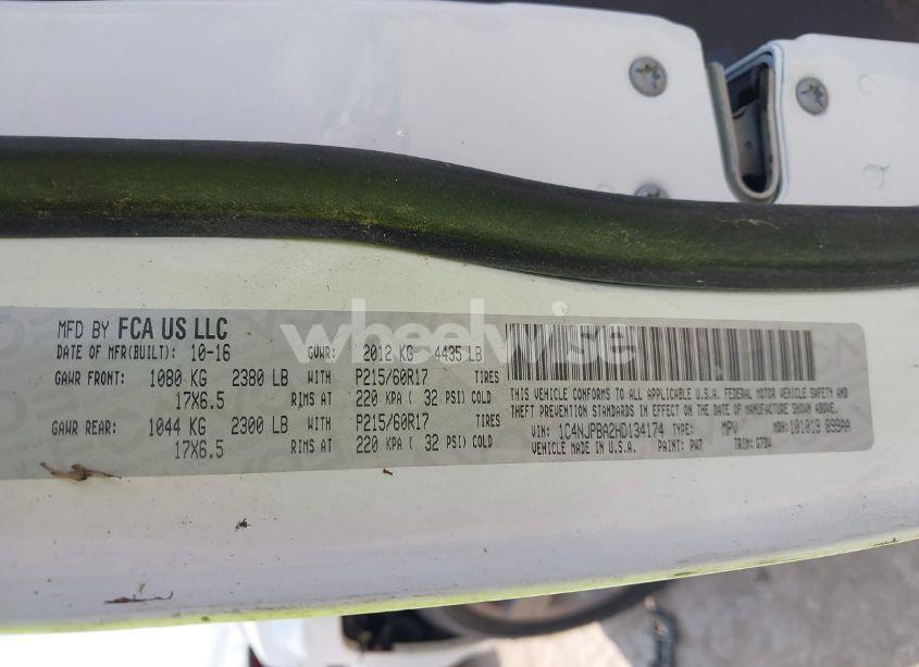 Photo 9 of 2017 Jeep Patriot SPORT SE FWD (VIN 1C4NJPBA2HD134174)