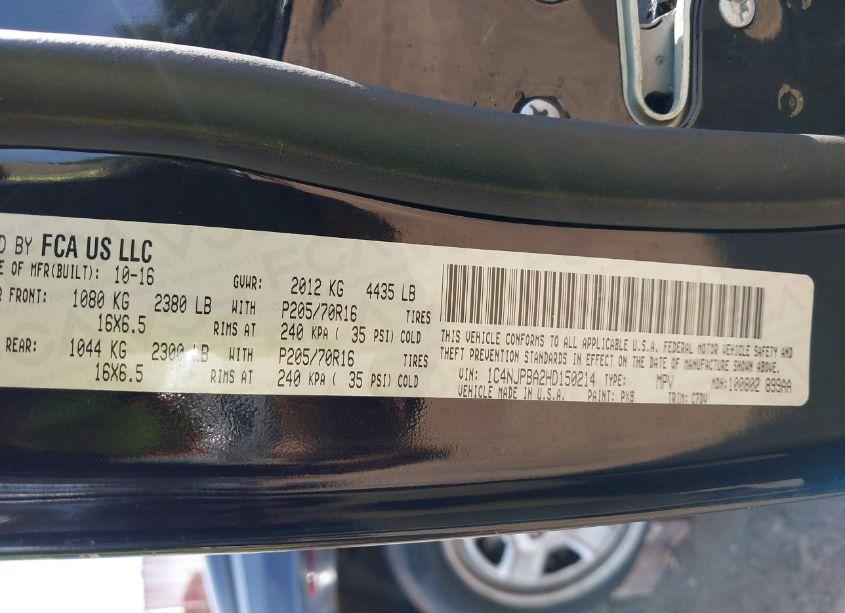 Photo 9 of 2017 Jeep Patriot SPORT FWD (VIN 1C4NJPBA2HD150214)