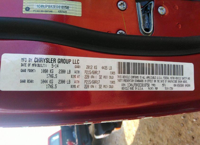 Photo 9 of 2014 Jeep Patriot ALTITUDE (VIN 1C4NJPBA3ED818758)