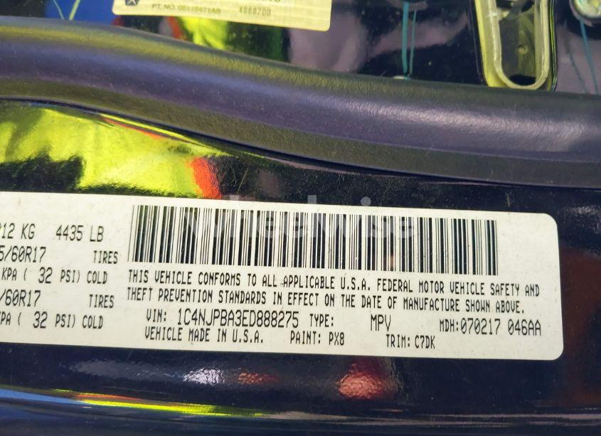 Photo 9 of 2014 Jeep Patriot ALTITUDE (VIN 1C4NJPBA3ED888275)