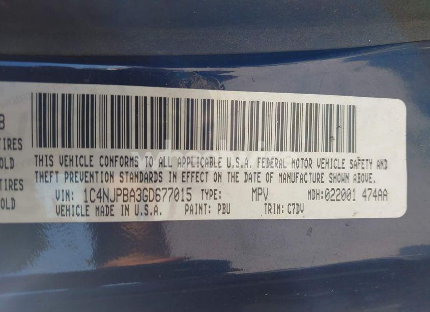 Photo 9 of 2016 Jeep Patriot SPORT (VIN 1C4NJPBA3GD677015)