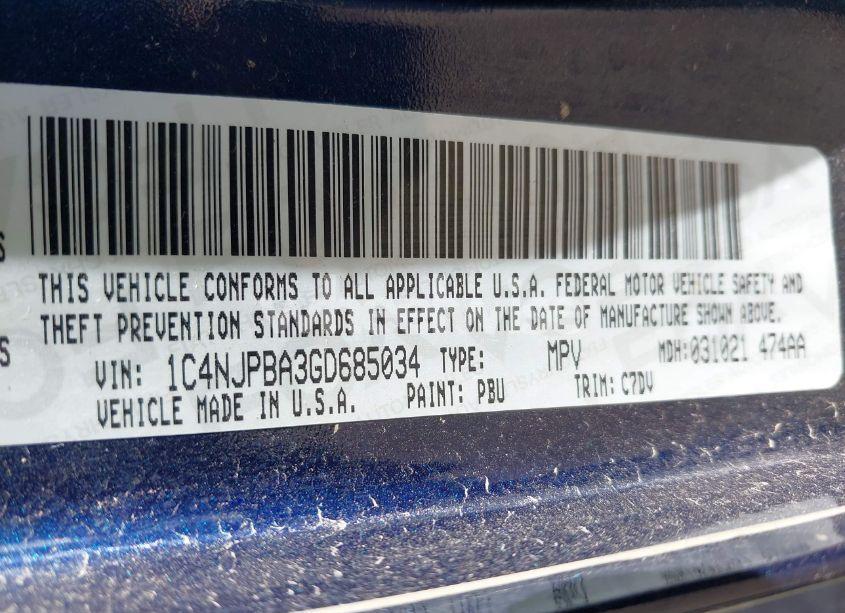 Photo 9 of 2016 Jeep Patriot SPORT (VIN 1C4NJPBA3GD685034)