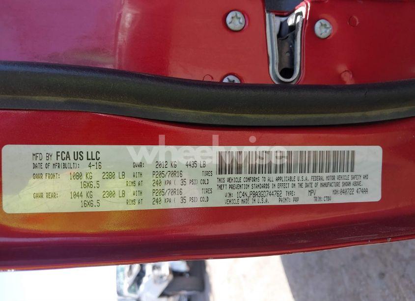 Photo 9 of 2016 Jeep Patriot SPORT (VIN 1C4NJPBA3GD744762)