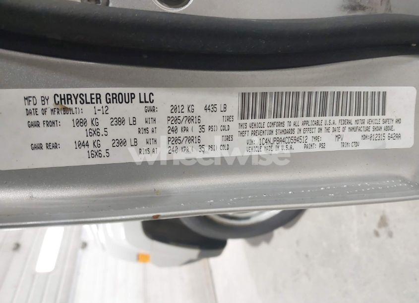 Photo 9 of 2012 Jeep Patriot SPORT (VIN 1C4NJPBA4CD594512)