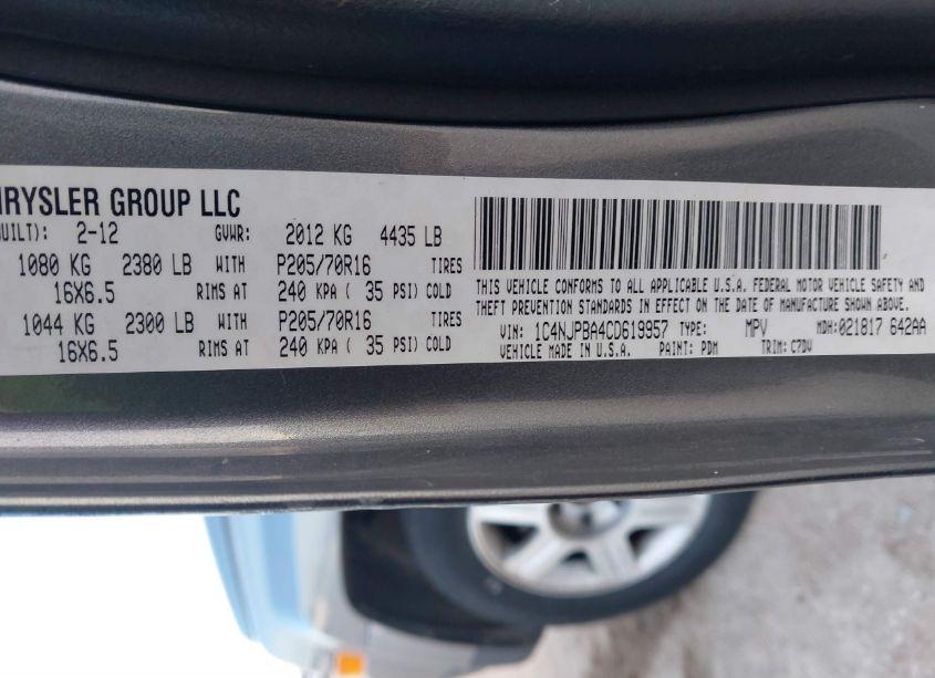 Photo 9 of 2012 Jeep Patriot SPORT (VIN 1C4NJPBA4CD619957)