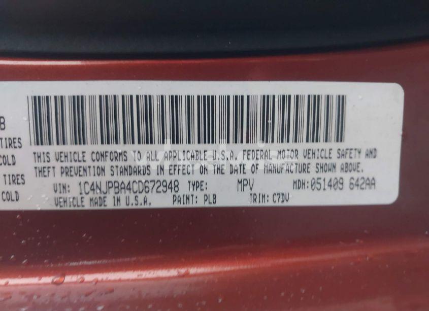 Photo 9 of 2012 Jeep Patriot SPORT (VIN 1C4NJPBA4CD672948)