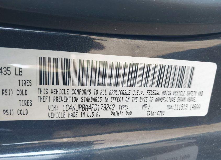 Photo 9 of 2015 Jeep Patriot SPORT (VIN 1C4NJPBA4FD179243)